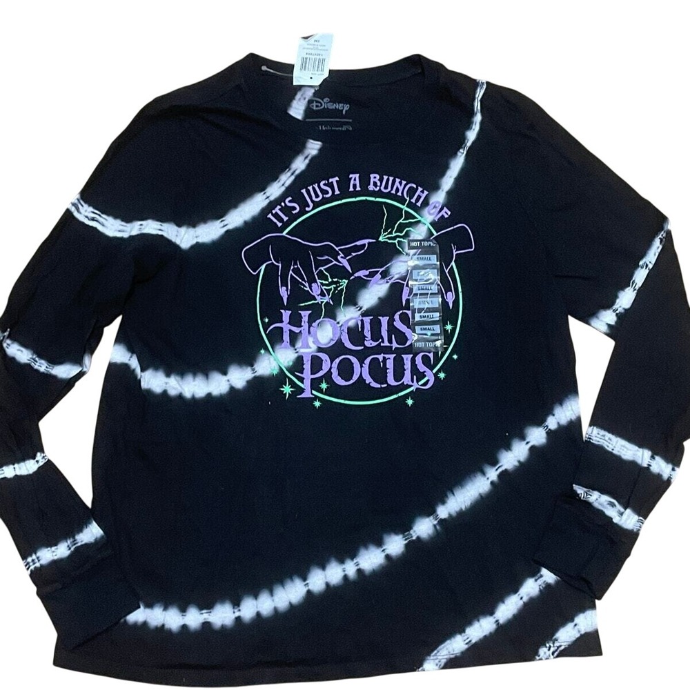 Disney Her‎ Universe Women's Small Hocus Pocus Graphic Tie Dye T Shirt Black NWT
